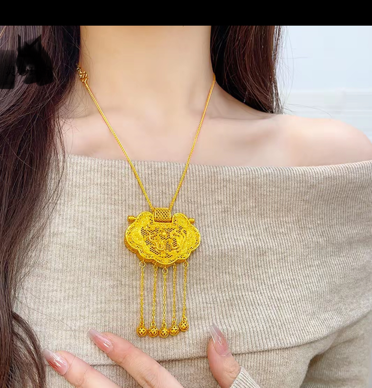 铜合金吊坠 精工版新中式纯色龙凤天子门生项链吊坠新锁包