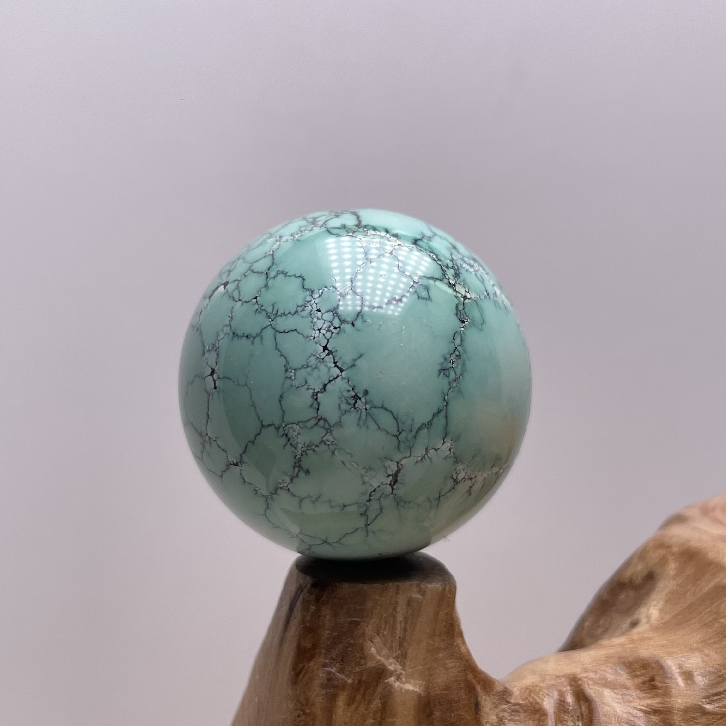 原矿绿松石姚家坡菜籽黄水草纹大圆珠24.7mm克重20.6克无水无油