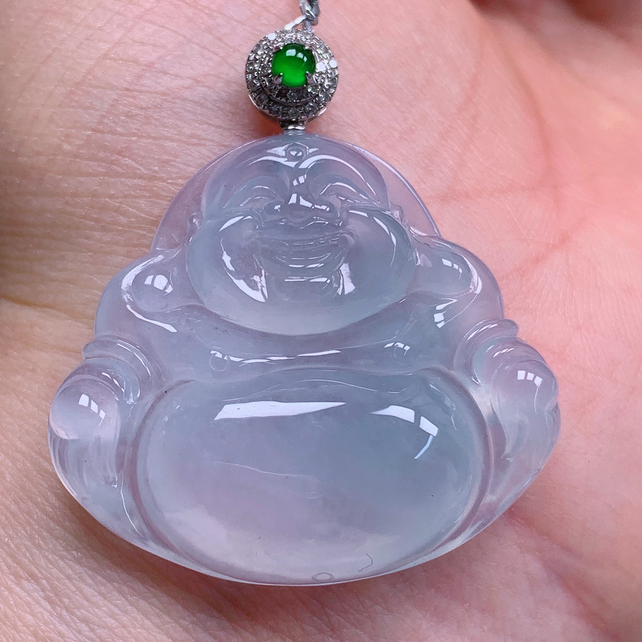 天然缅甸翡翠A货18k正冰起胶佛公气质精29.3*32.7*6.3 370