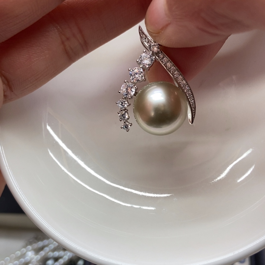 海水珍珠吊坠(不含链)银S925镶嵌
