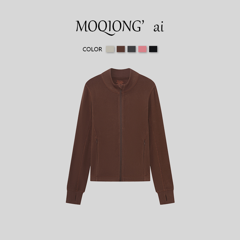 【墨琼·匠心】“尤物·德绒系列”秋冬女士立领开衫休闲夹克上衣9008