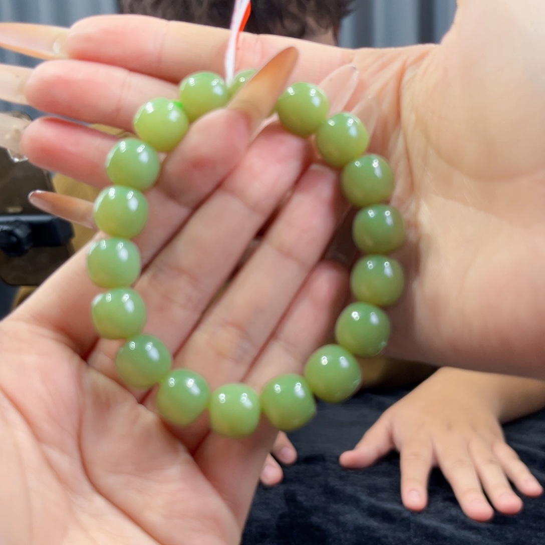 和田玉未镶嵌手串天然和田玉新疆若羌青黄口手串12