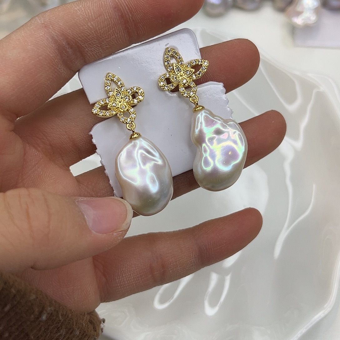 淡水珍珠耳饰合金