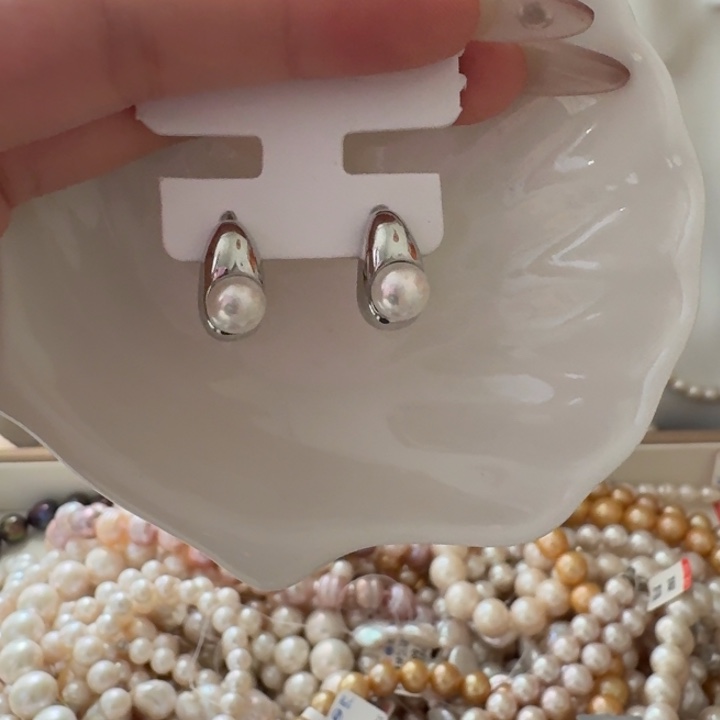 银S925镶嵌耳饰海水珍珠13号