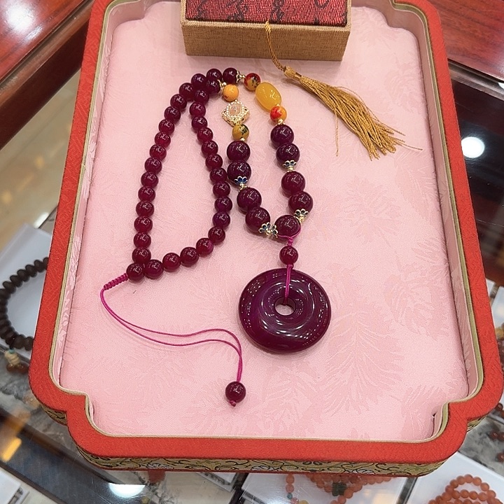 玛瑙/玉髓紫杉醇玛瑙平安扣未镶嵌