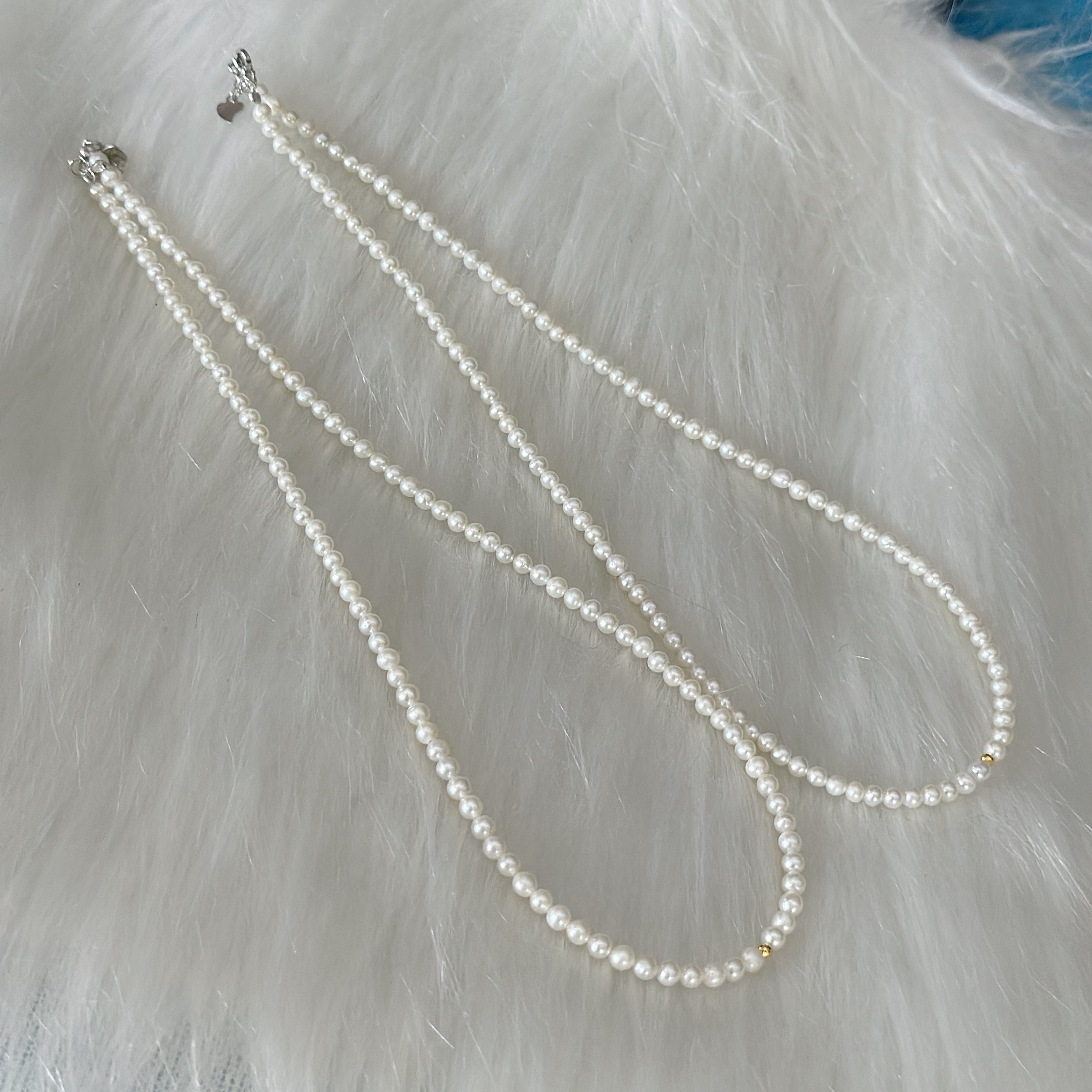 【CH】18k金强珠光珍珠小米珠项链-约3mm（多样性发其一）