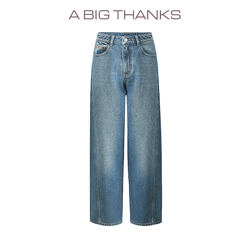 【辛芷蕾张含韵同款】ABIGTHANKS 砂洗做旧直筒牛仔裤 ABT2022439