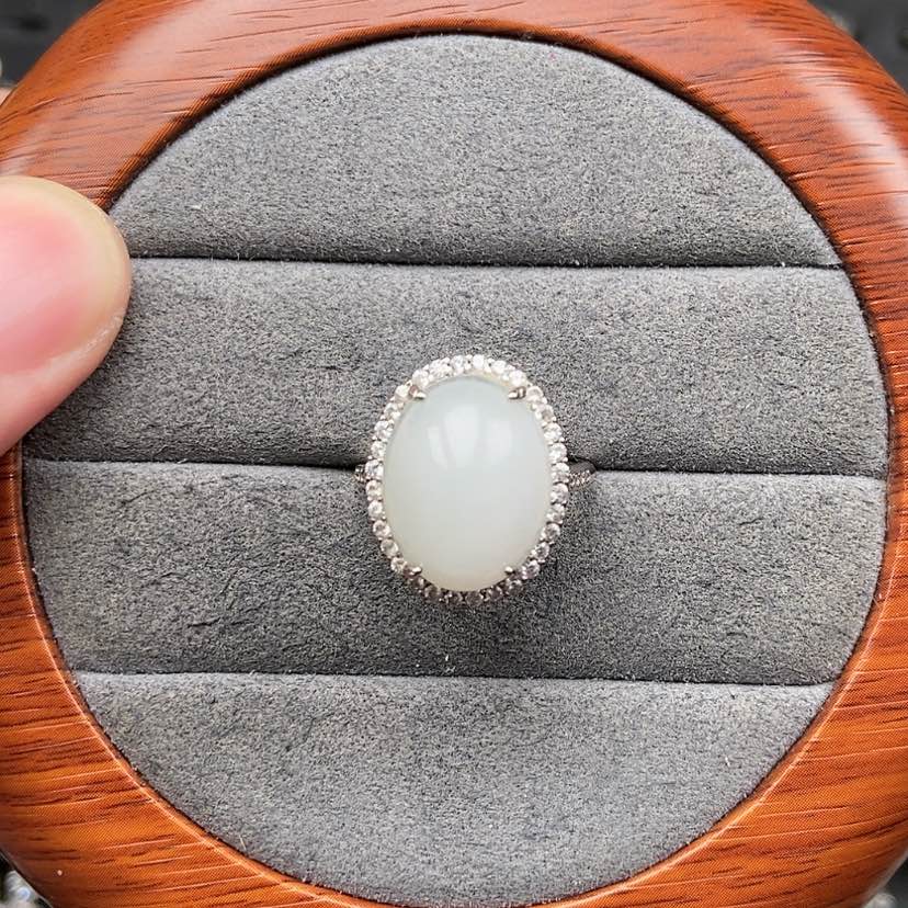 【闪购商品】翡翠戒指银S925镶嵌兮兮