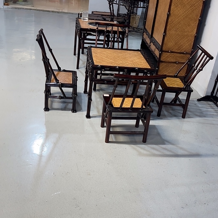 徐***刚笻竹茶桌加四凳子包邮