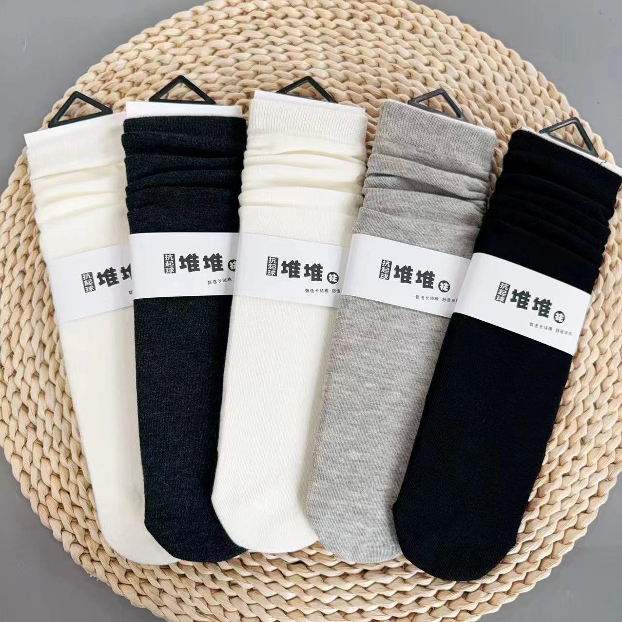 女士新款堆堆袜夏季薄款透气韩系百搭ins潮中筒棉袜子
