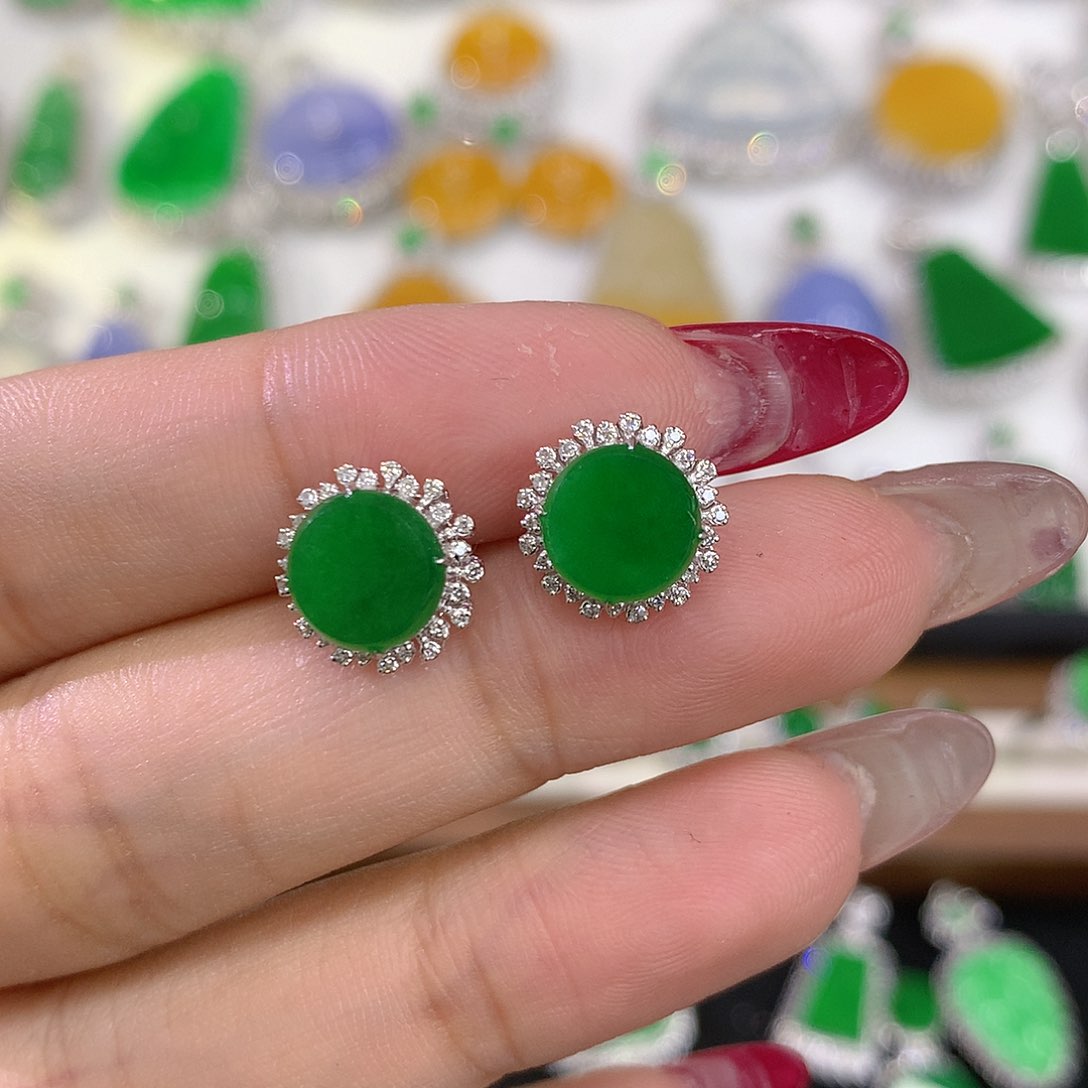 翡翠耳饰18K金镶嵌11111111111