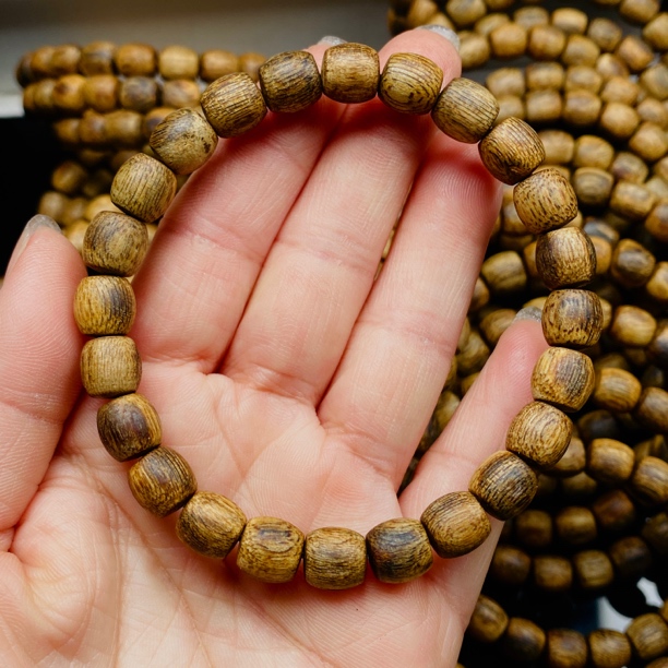 精品海南白奇鼓珠单圈手串手链老形珠高油脂品相完美香气浓郁