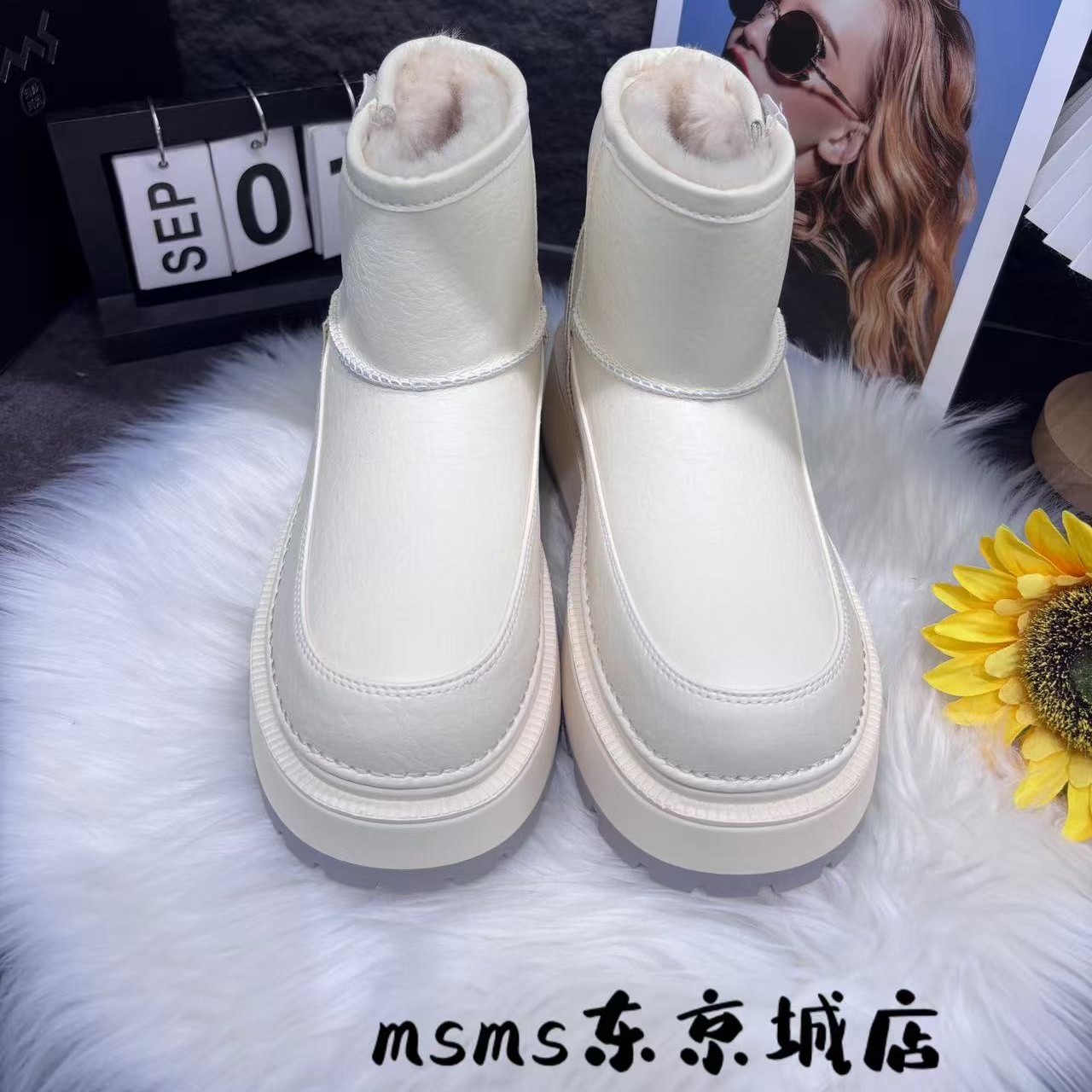 001-85玛莎玛索冬季新款纯色休闲百搭雪地靴女靴