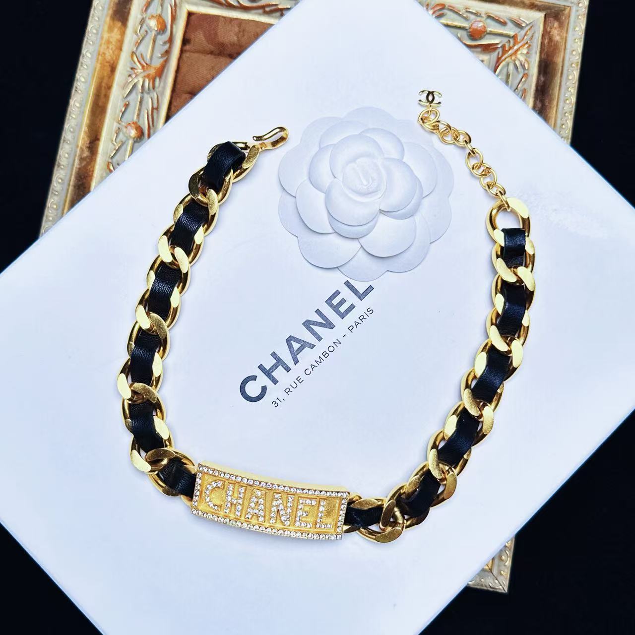 95新 Chanel/香奈儿 柚礼中古/香奈儿字母皮穿项链lz509378