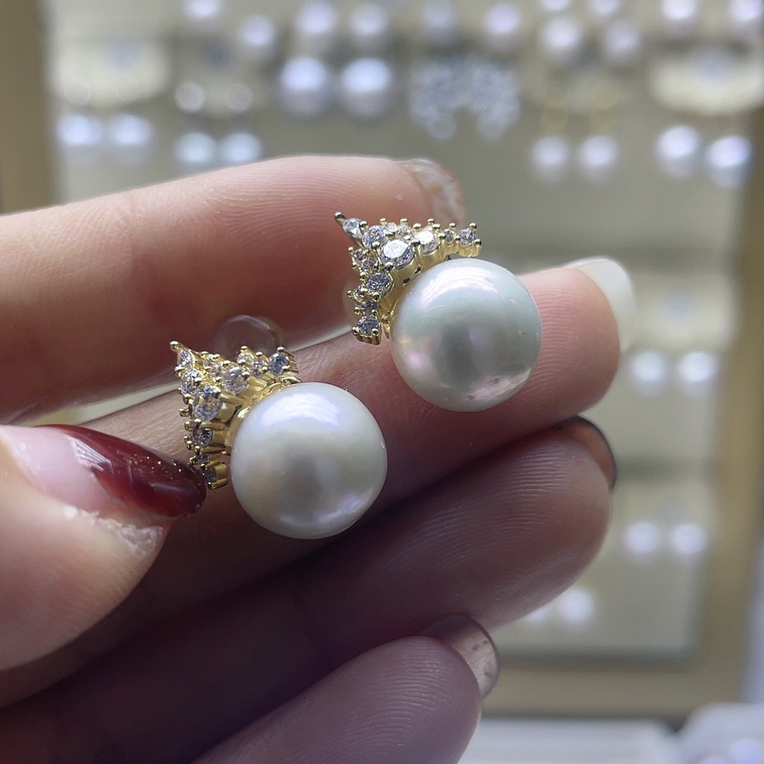 淡水珍珠耳饰银S925镶嵌