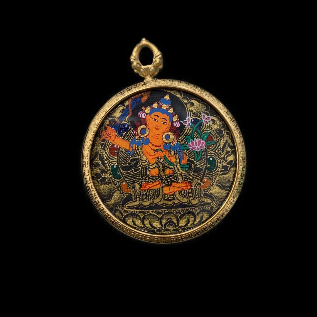 F382唐卡吊坠文殊孤品