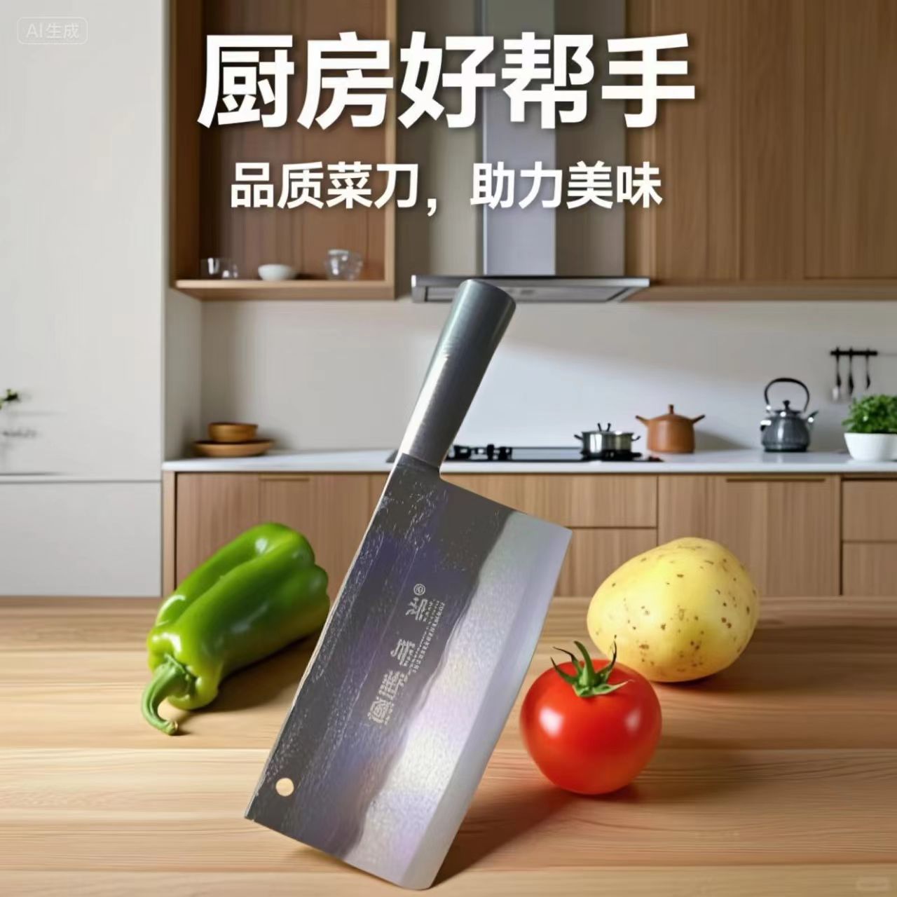 【洪惠手工锻打】传统老菜刀厨房厨具刀具！家用斩切刀，高碳钢材质！