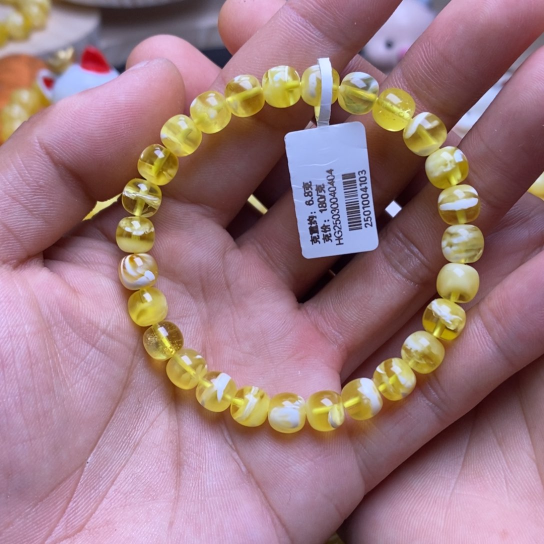 未镶嵌蜜蜡裸石7+老型手串