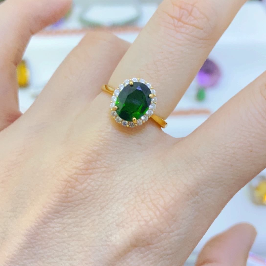 银S925镶嵌透辉石戒指