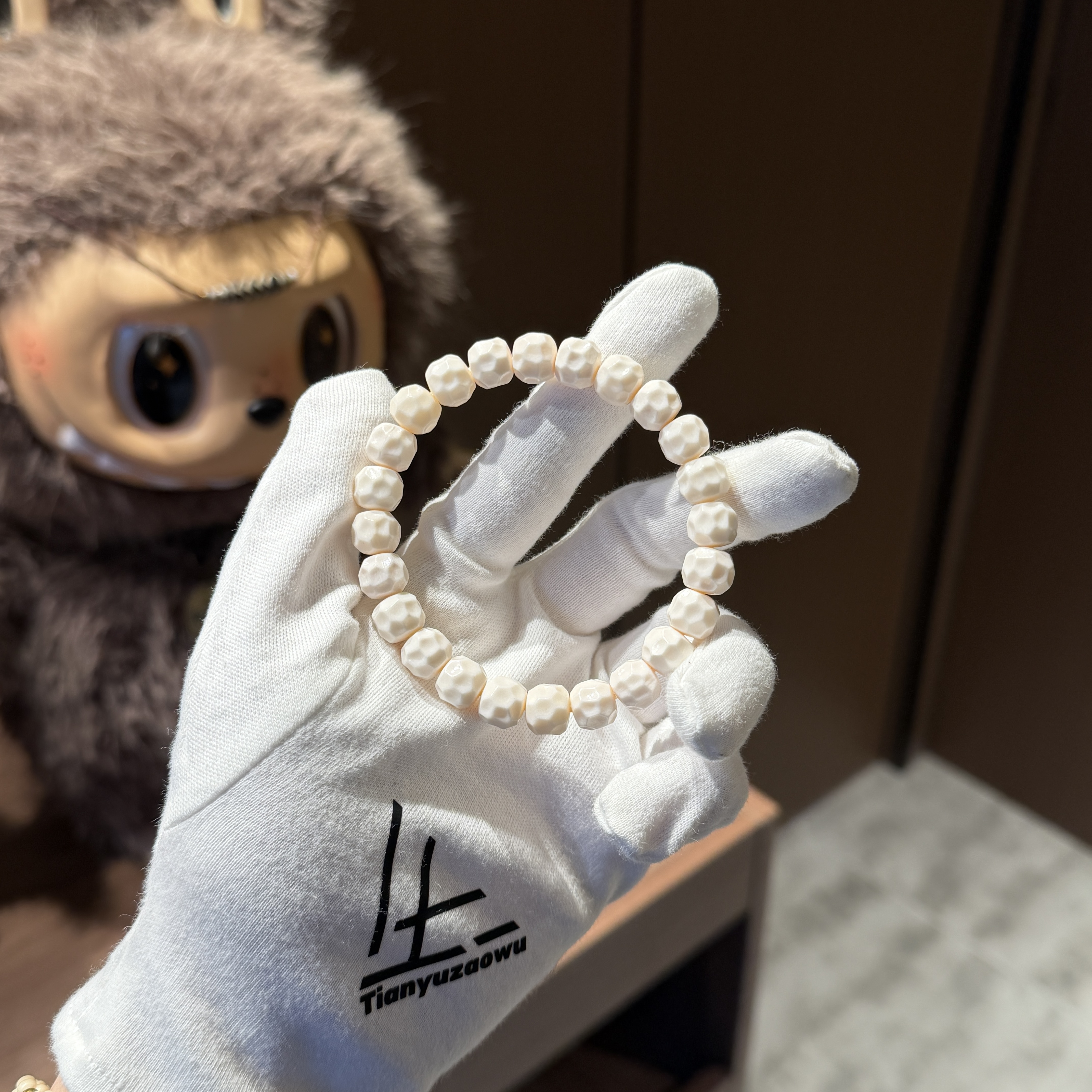 【TIANYU】原生态骨瓷白驼骨精工无相单圈手串   