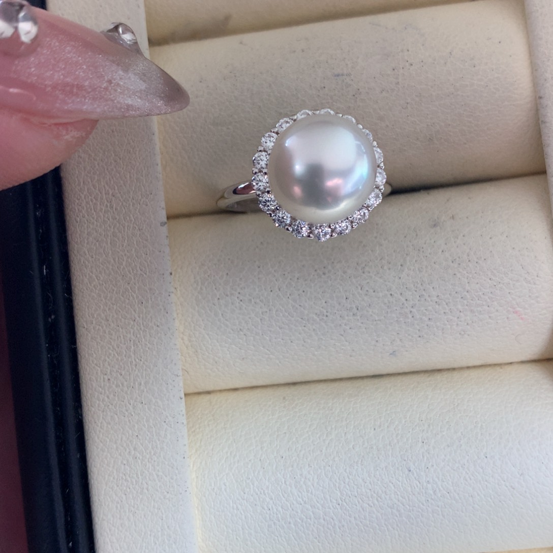 海水珍珠戒指银S925镶嵌
