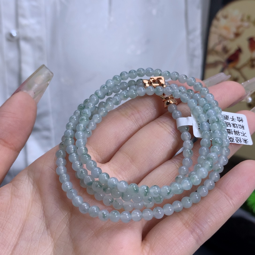 翡翠手链未镶嵌卡3.9蓝飘花