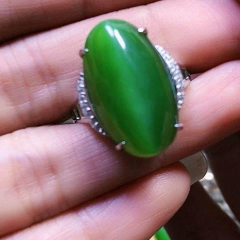 和田玉银S925镶嵌戒指