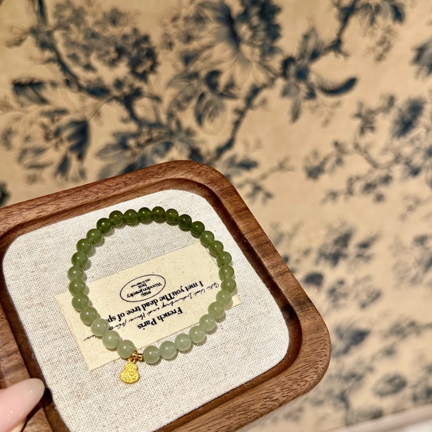 和田玉渐变手串纳福迎祥S925银百搭款（多样性发其一）