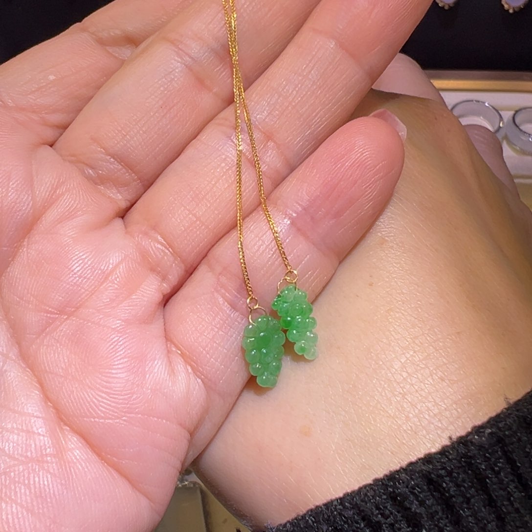 翡翠颈饰18K金镶嵌耳环