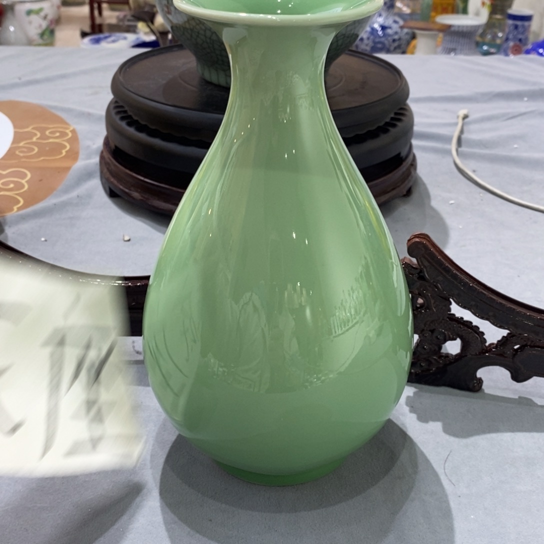 二***子摆件陶23cm青色玉壶春