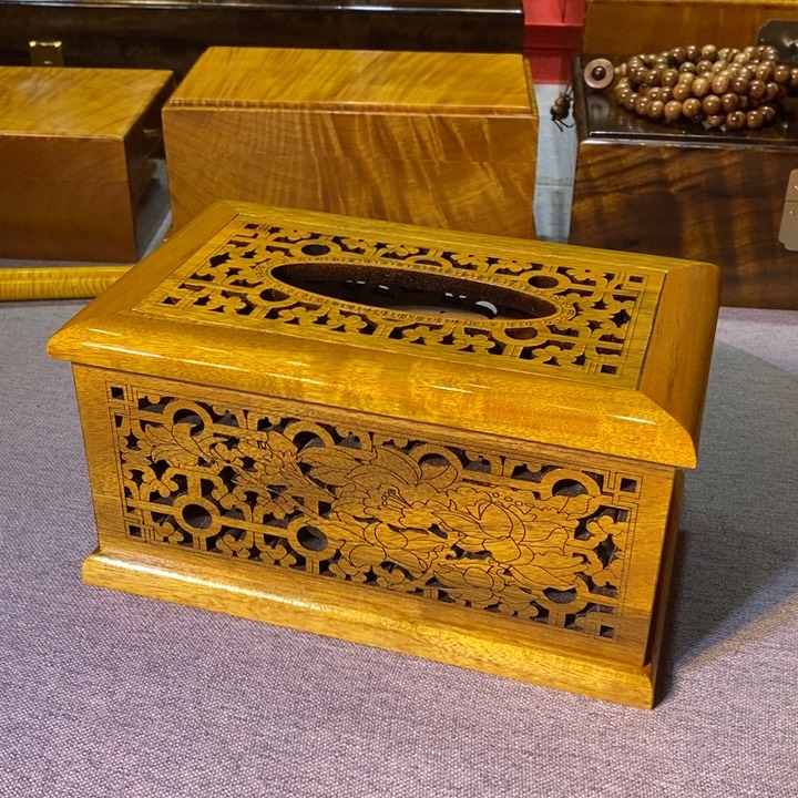 金丝楠金丝楠木小叶纸巾盒