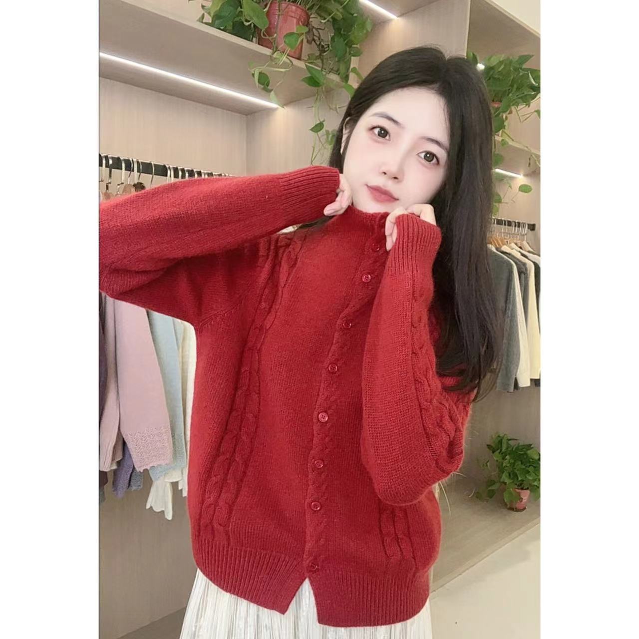 全羊毛休闲风毛针织衫慵懒风高领冬季毛衣春季网红针织