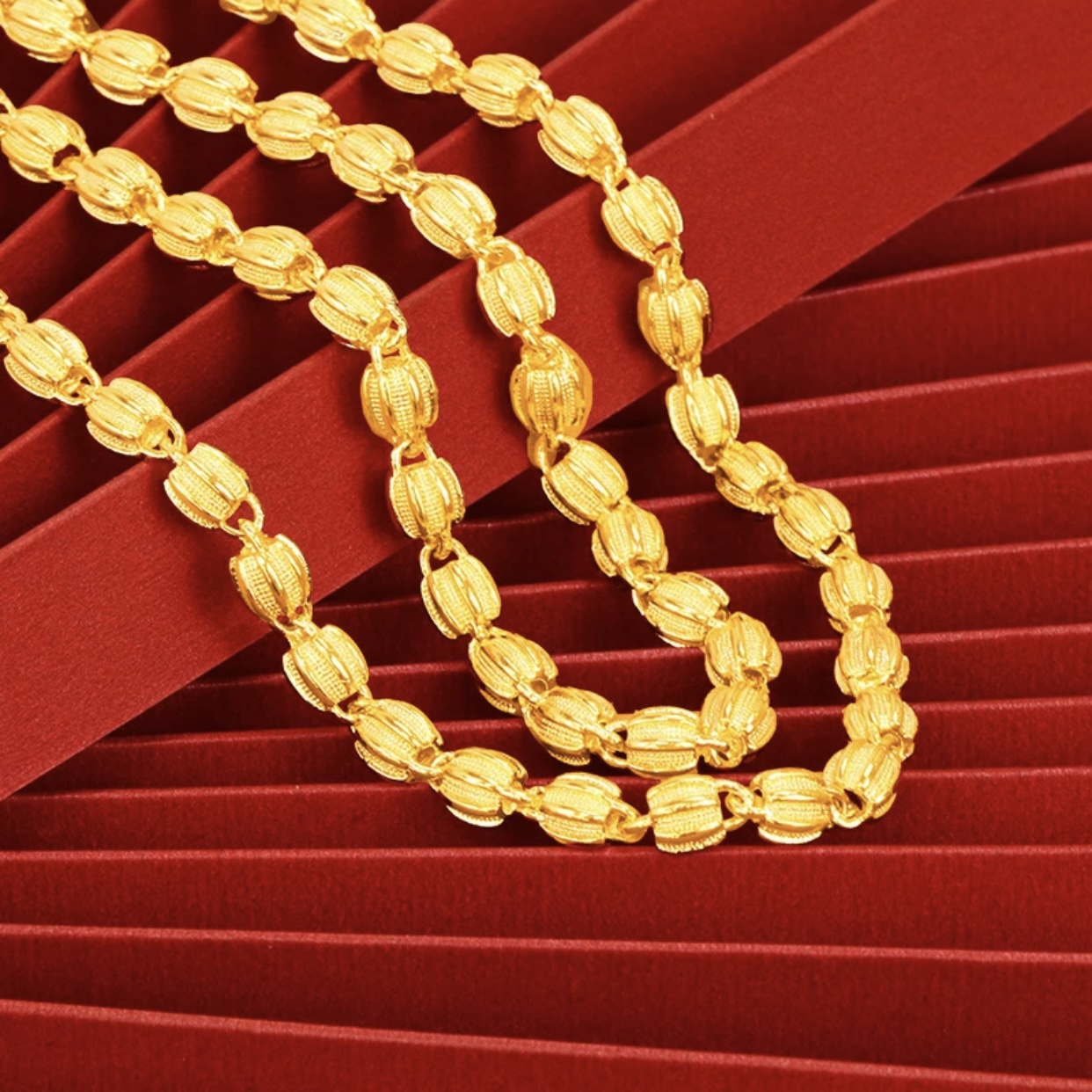 合金项链 金色【核桃项链6】男士经典百搭实心工艺大气款素款时尚