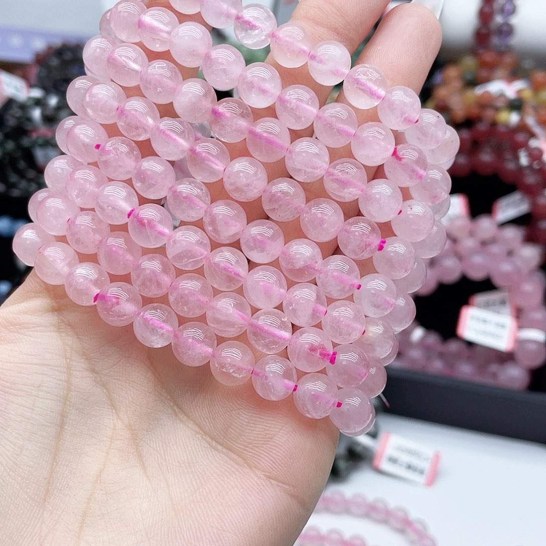 水晶手链未镶嵌粉水8mm+
