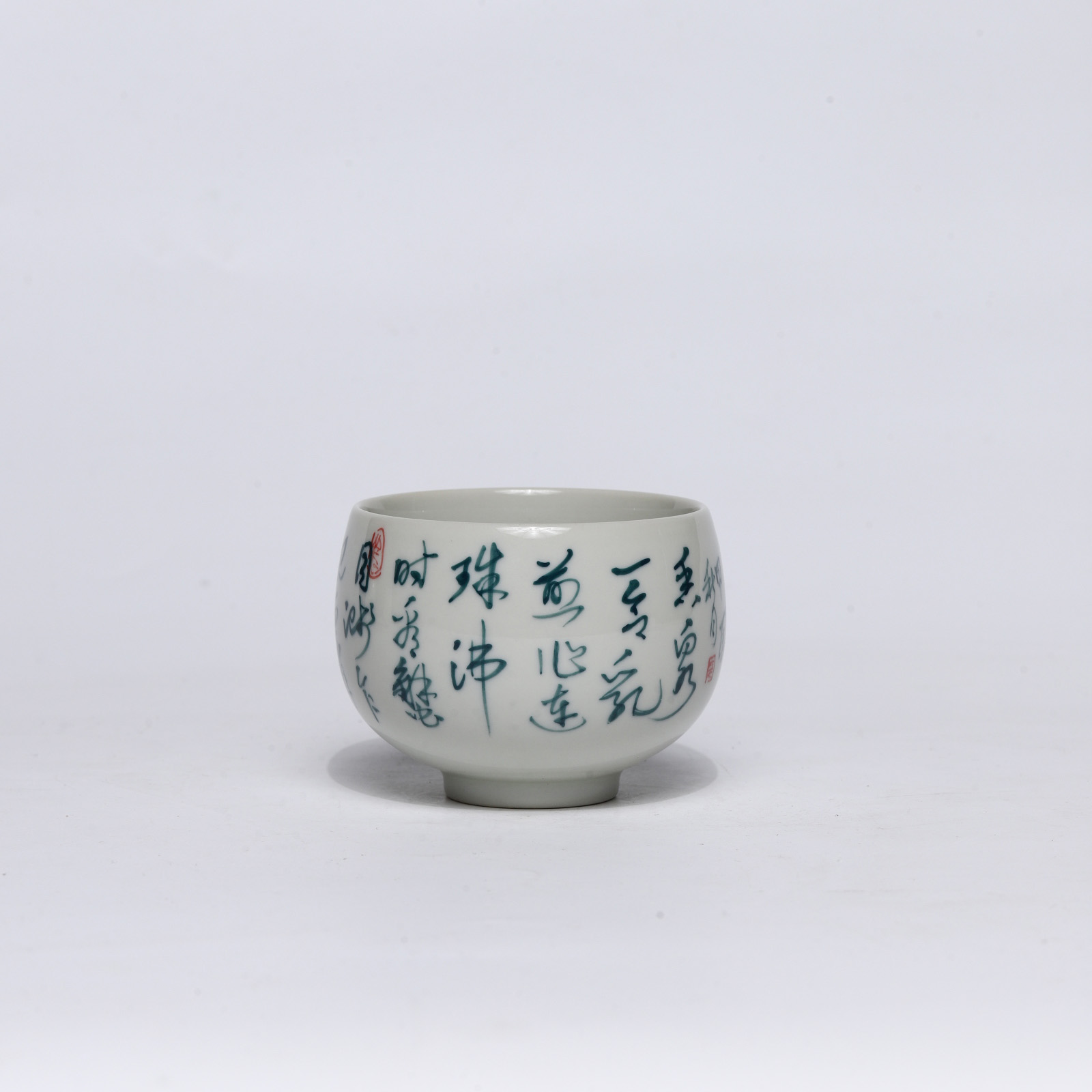 何白龙窑 柴烧上釉 老瓷泥  手绘 禅定杯  香泉    hbly-009