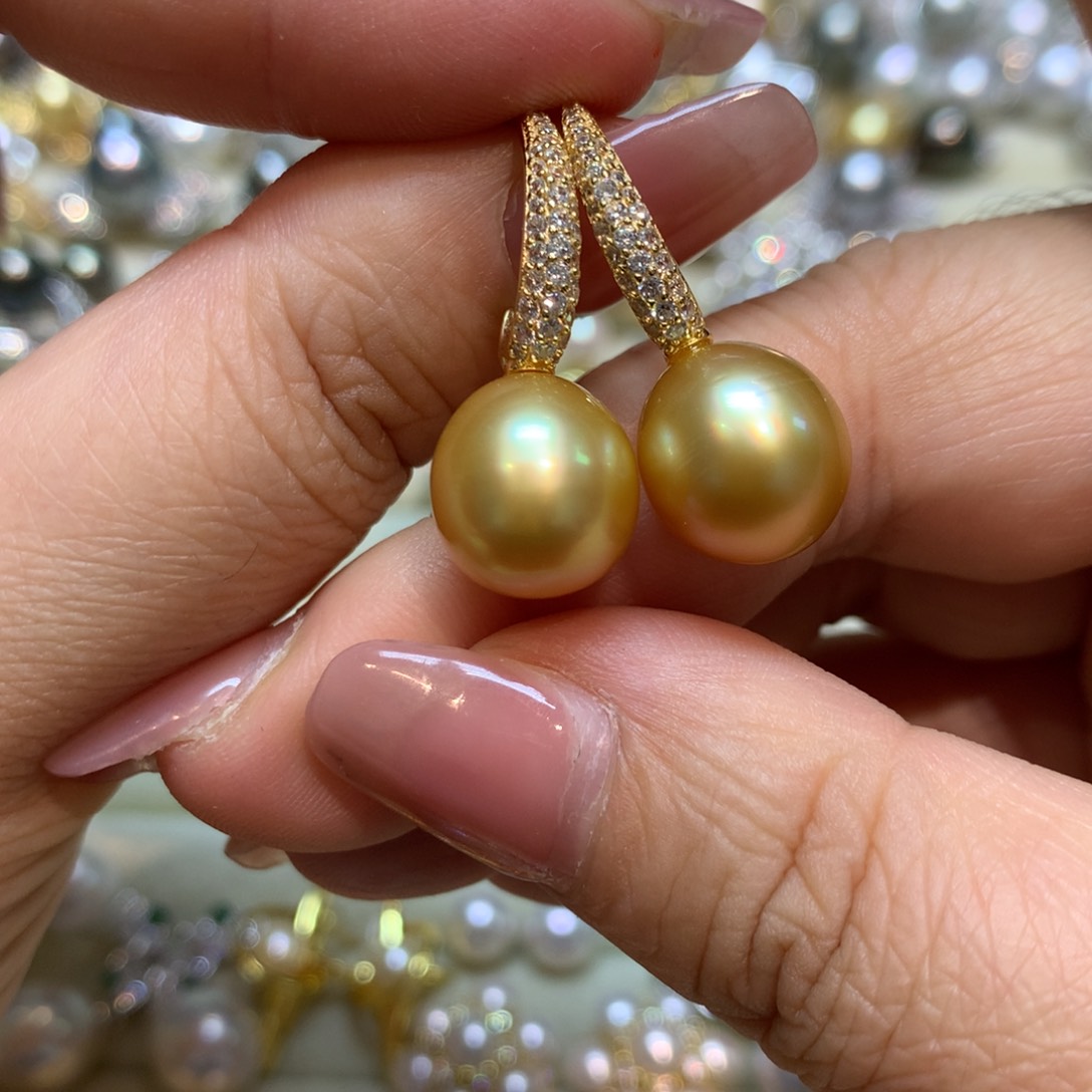 海水珍珠耳饰银S925镶嵌