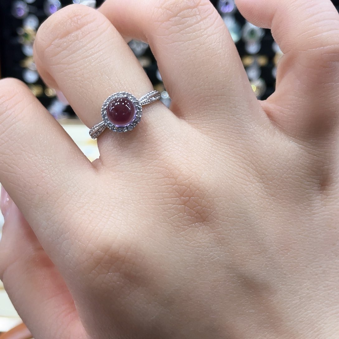 紫晶戒指女款银S925镶嵌