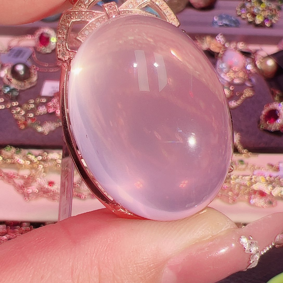 芙蓉石吊坠银S925镶嵌