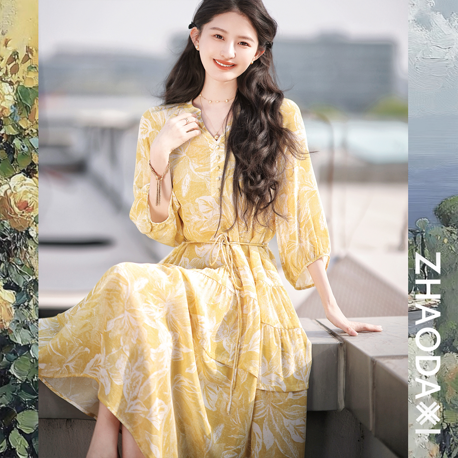 【赵大喜】现货！玫瑰真丝裙 | 100真.丝印花2版型大裙摆修饰身形