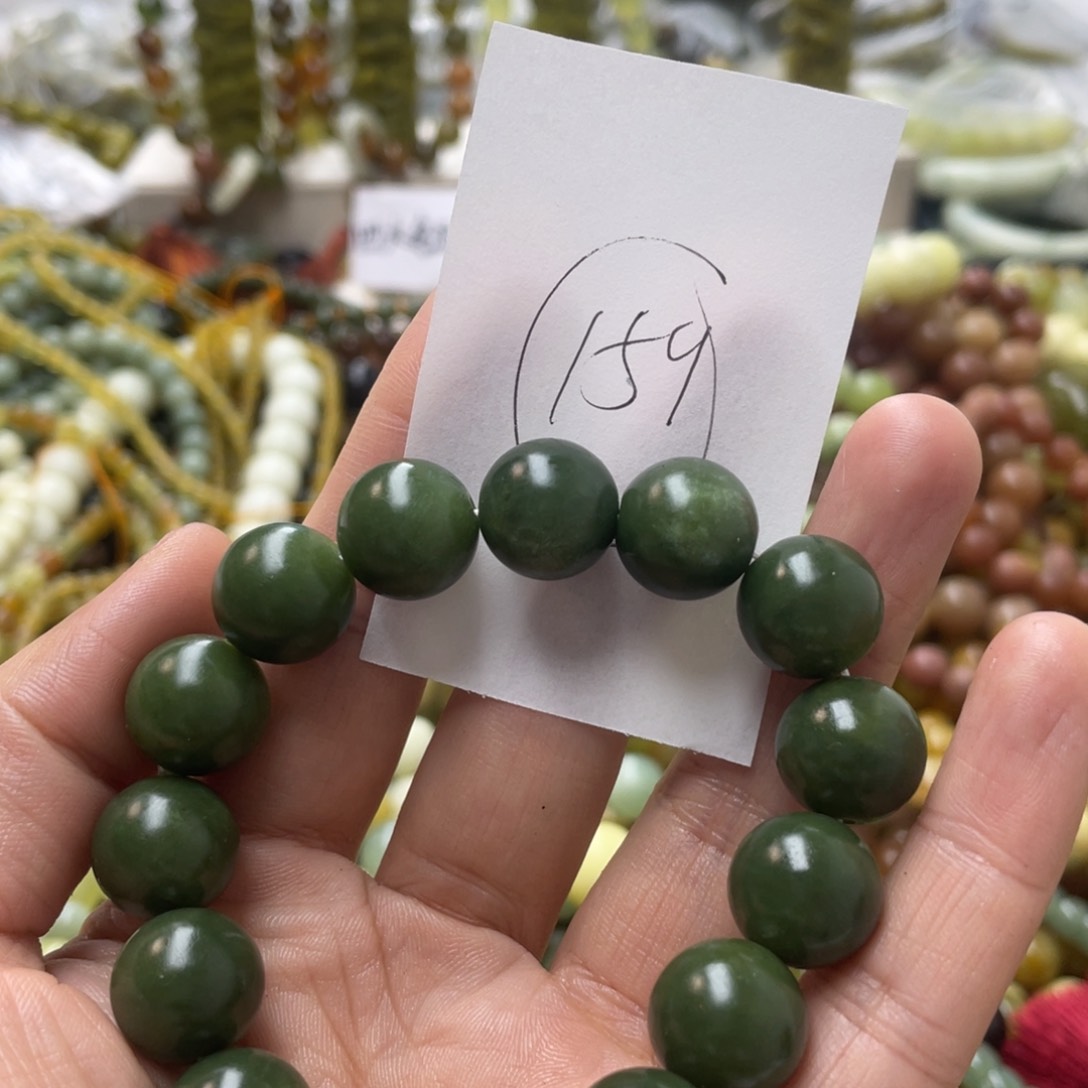 蛇纹石玉手链未镶嵌⑦*