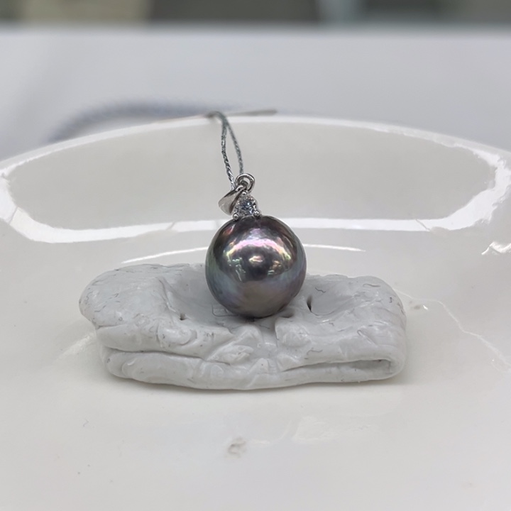银S925镶嵌吊坠(不含链)海水珍珠12-13m