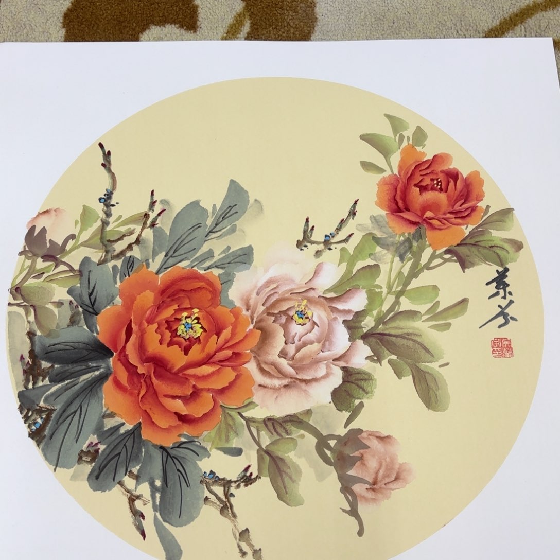 国画斗方花鸟花鸟赵