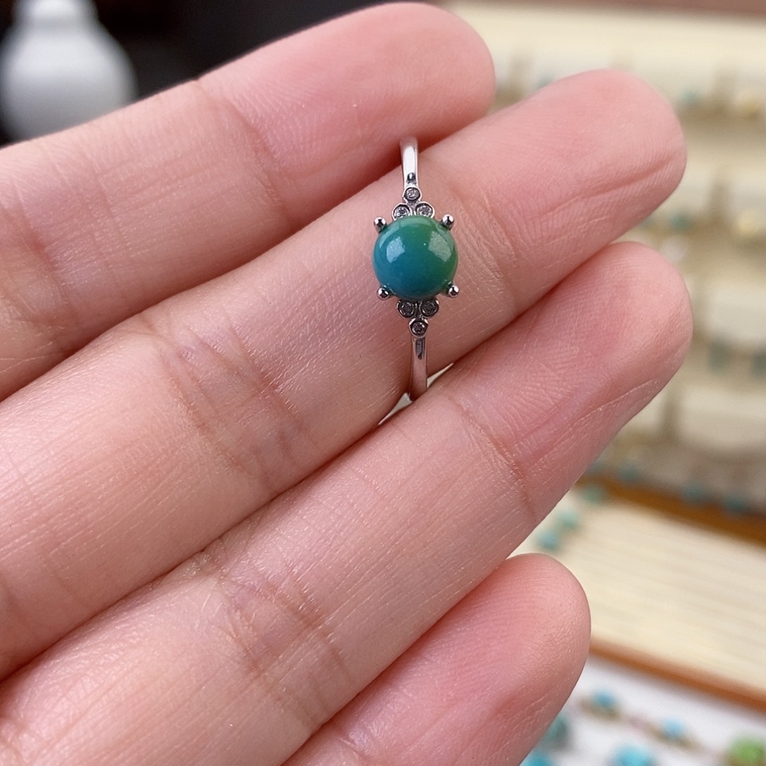 绿松石戒指银S925镶嵌