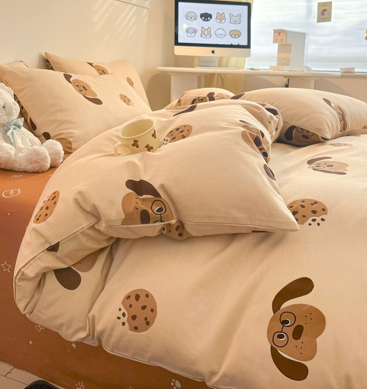 【鸭鸭乐园】全棉田园风小碎花卡通印花纯棉100%四件套