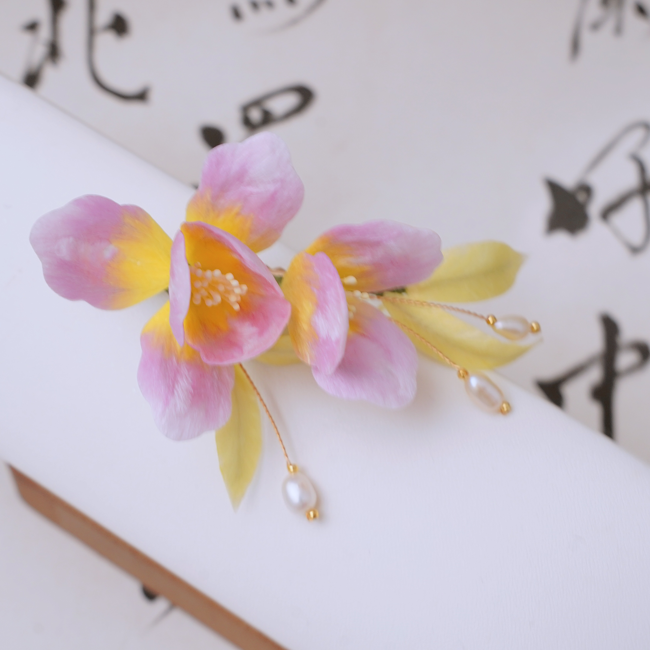 锦簪阁绒花发夹紫色款蚕丝绒花绒花非遗工艺古风