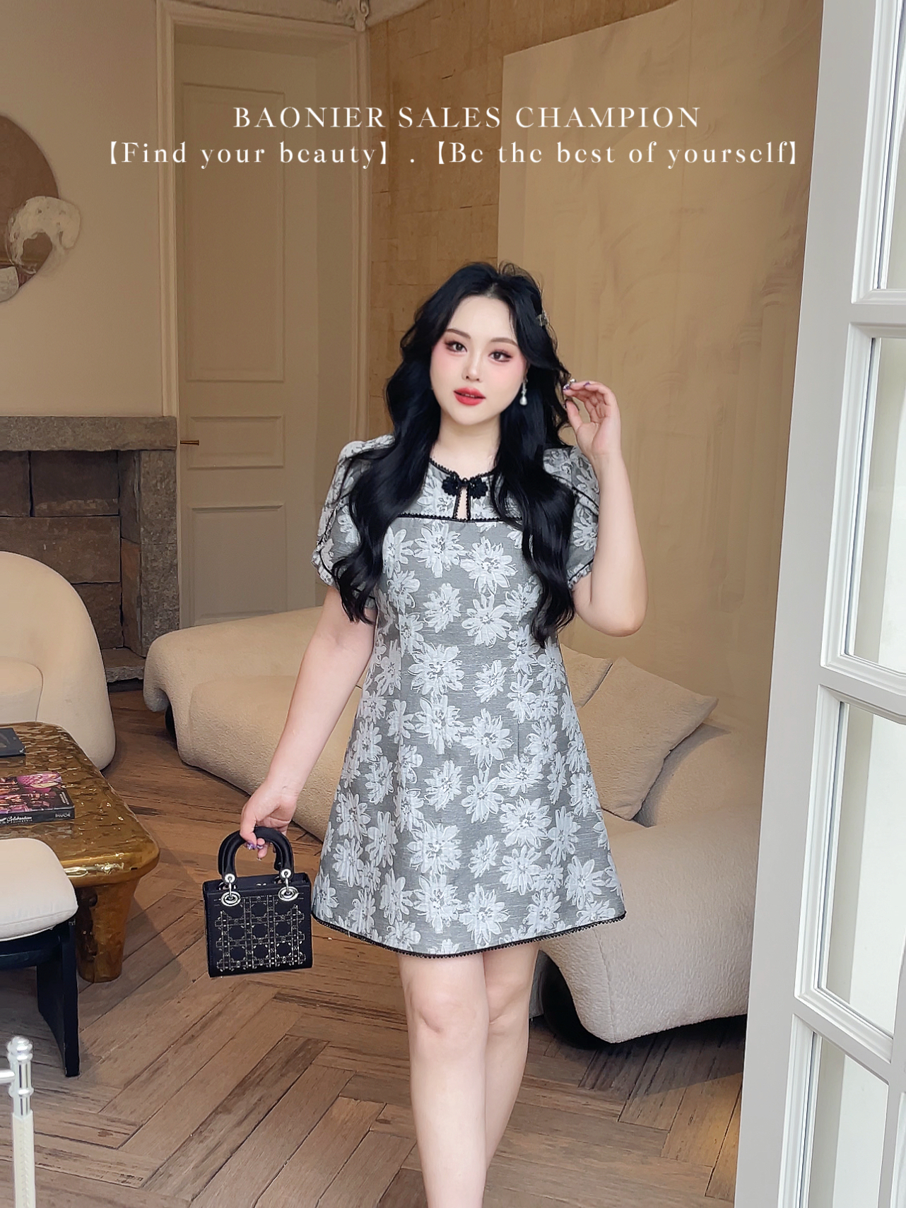 BAONI 2025夏季新款胖mm显瘦短袖连衣裙#U25X1218