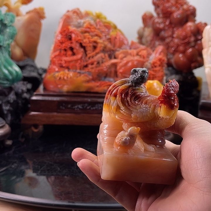 打***客寿山石金鸡报喜印章