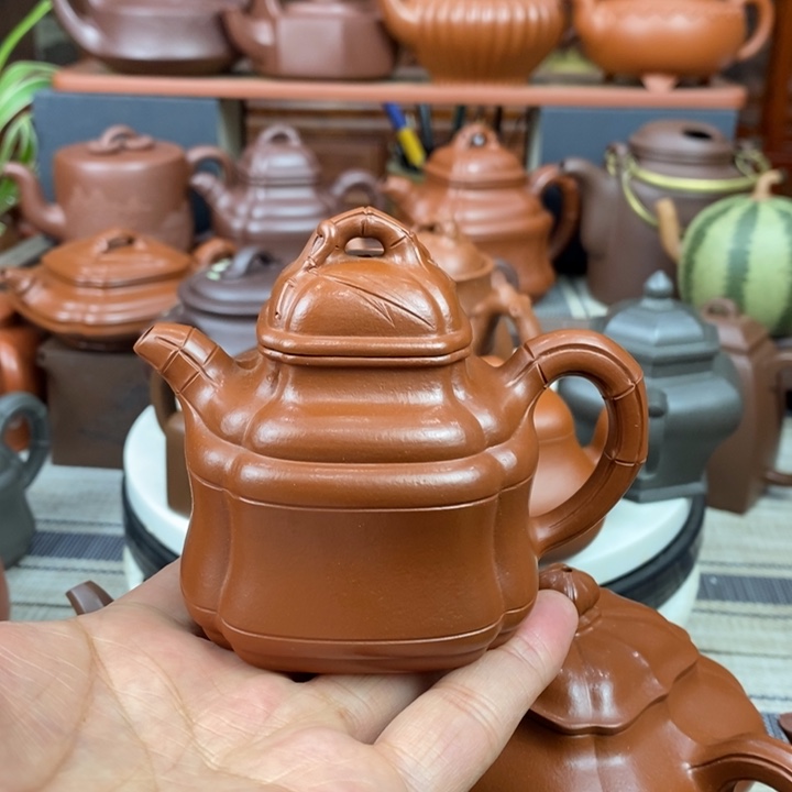 紫砂茶壶竹鼎130-260-350cc原矿赵庄朱泥