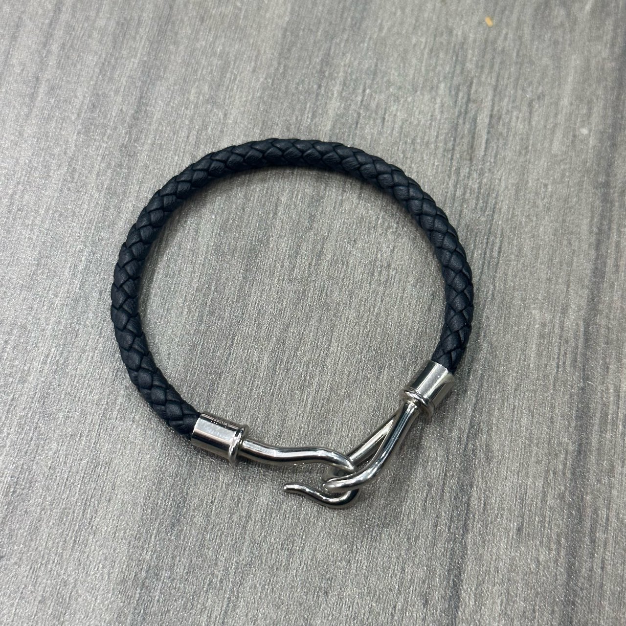 95新 Hermes/爱马仕 爱马仕/Hermes 编织锁扣手环 黑银