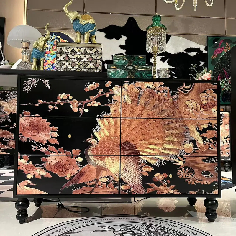 【喜悦家具】FLC金孔雀六斗 柜体120*40*85